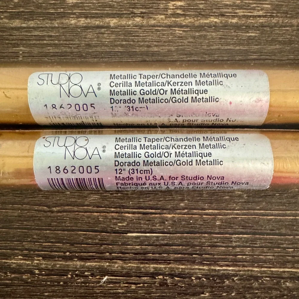 NOS Studio Nova Walmart Metallic Taper Candles Gold Silver 12